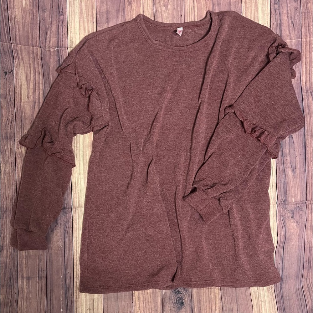 Rose Ruffle Sleeve Sweater